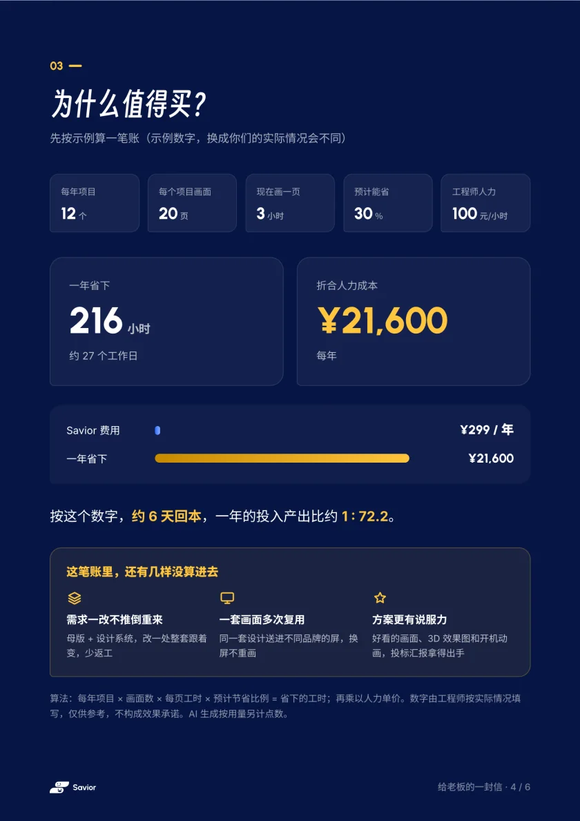 信件第 4 页：算一笔账